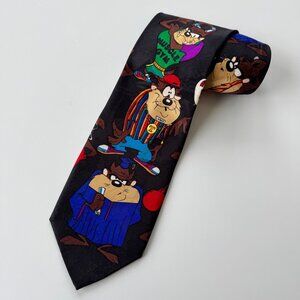 Vintage 90s Looney Tunes Mania Warner Brothers Mens Tie Tasmanian Devil "Taz"